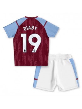 Billige Aston Villa Moussa Diaby #19 Hjemmedraktsett Barn 2023-24 Kortermet (+ Korte bukser)